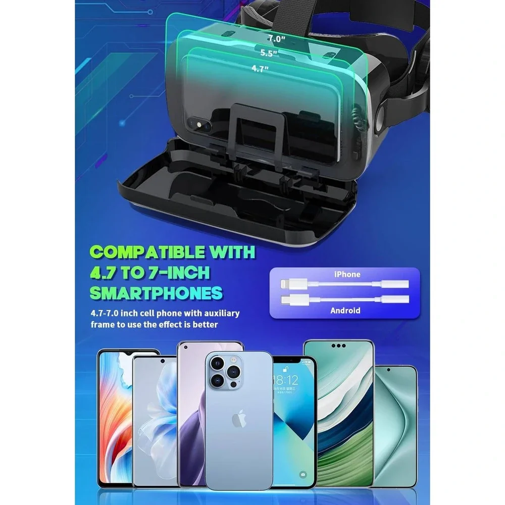 VR Shinecon SC-G04EA Virtual Reality Glasses for 4.7-7.0 inch Smartphones Black